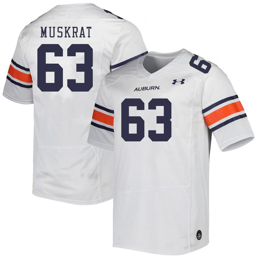 Men #63 Jaden Muskrat Auburn Tigers College Football Jerseys Stitched Sale-White